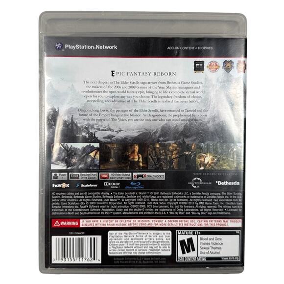 The Elder Scrolls V: Skyrim w/Poster (PlayStation 3) CIB - Picture 6 of 6